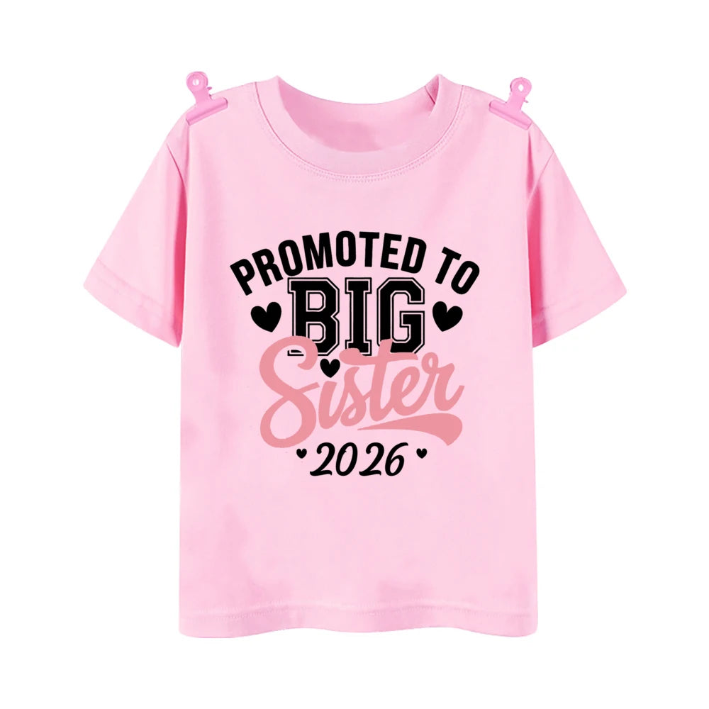 T-shirt imprimé pour enfants, tenue d'été pour enfants, chemises à manches courtes, vêtements d'annonce pour bébé, promu à Big Brother, Big Sister, 2026