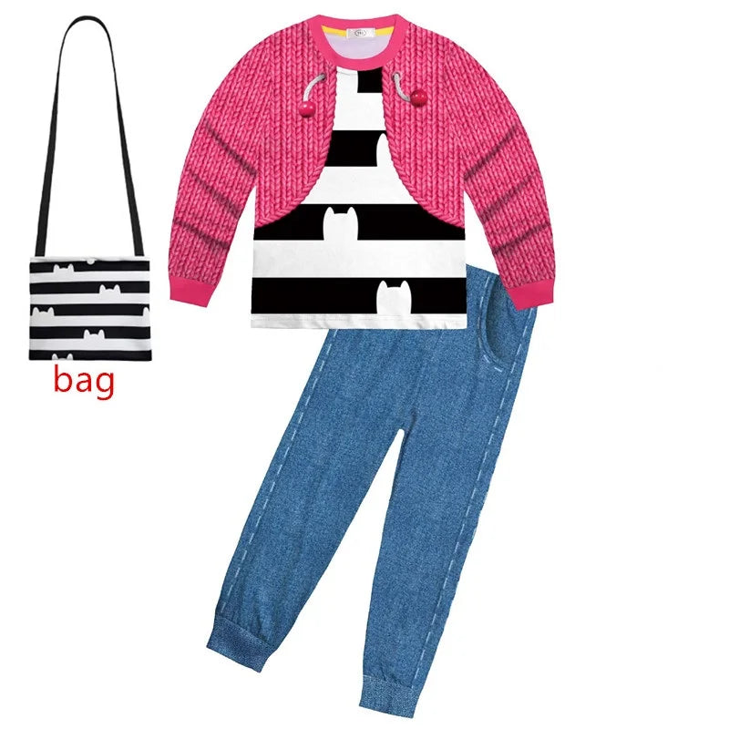 Costume enfant chat — pyjama à manches longues, t-shirt + pantalon + bandeau, tenue Halloween