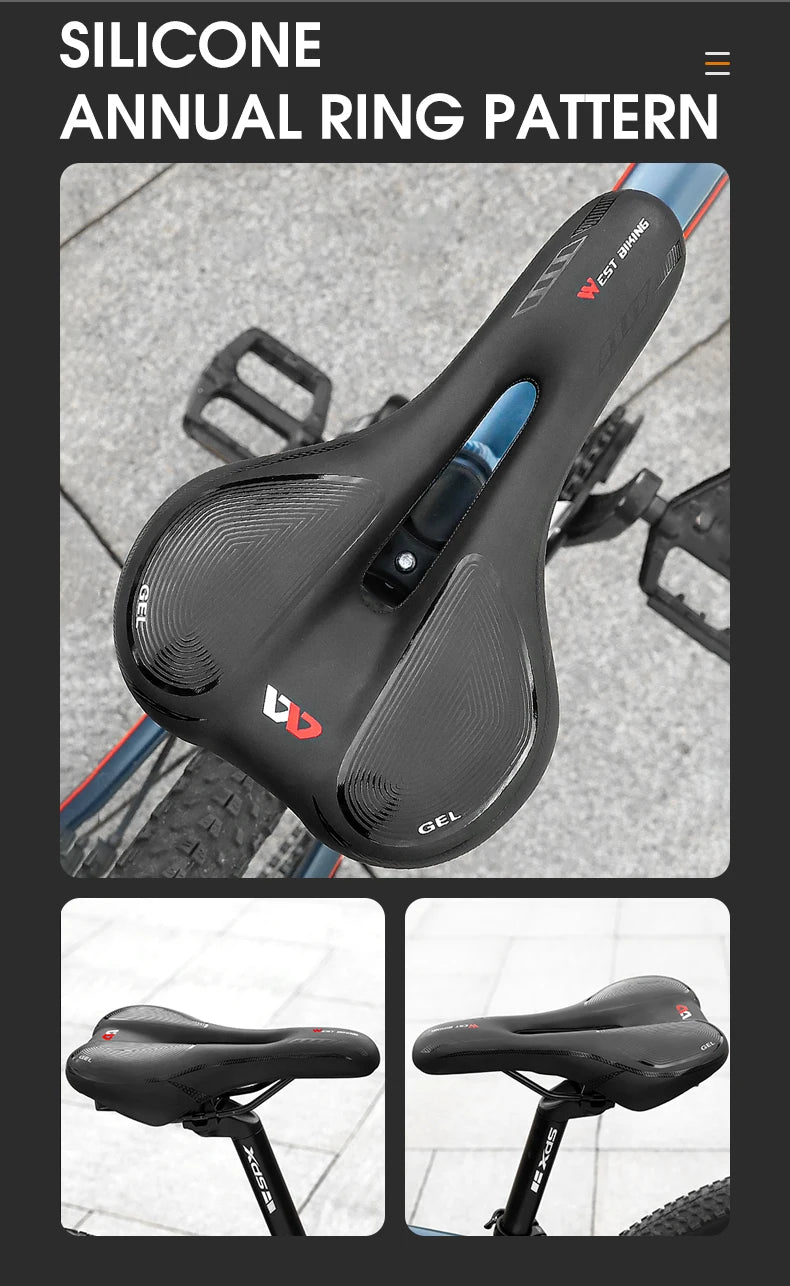 Selle vélo route et VTT en PU — respirante, souple, coussin ergonomique, course