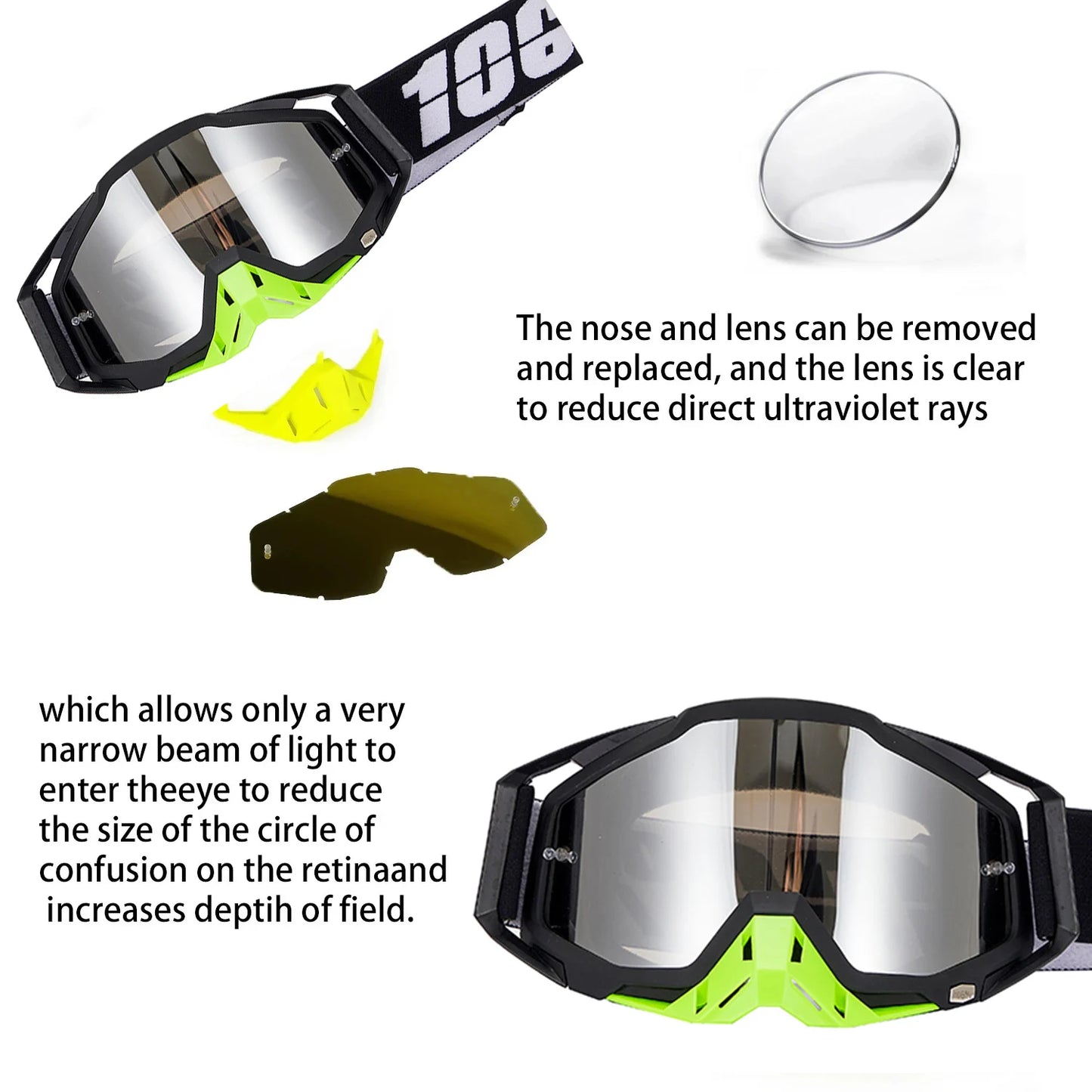 Gafas de sol para motocross, gafas de sol resistentes al viento e inastillables para ATV, RL y deportes todoterreno