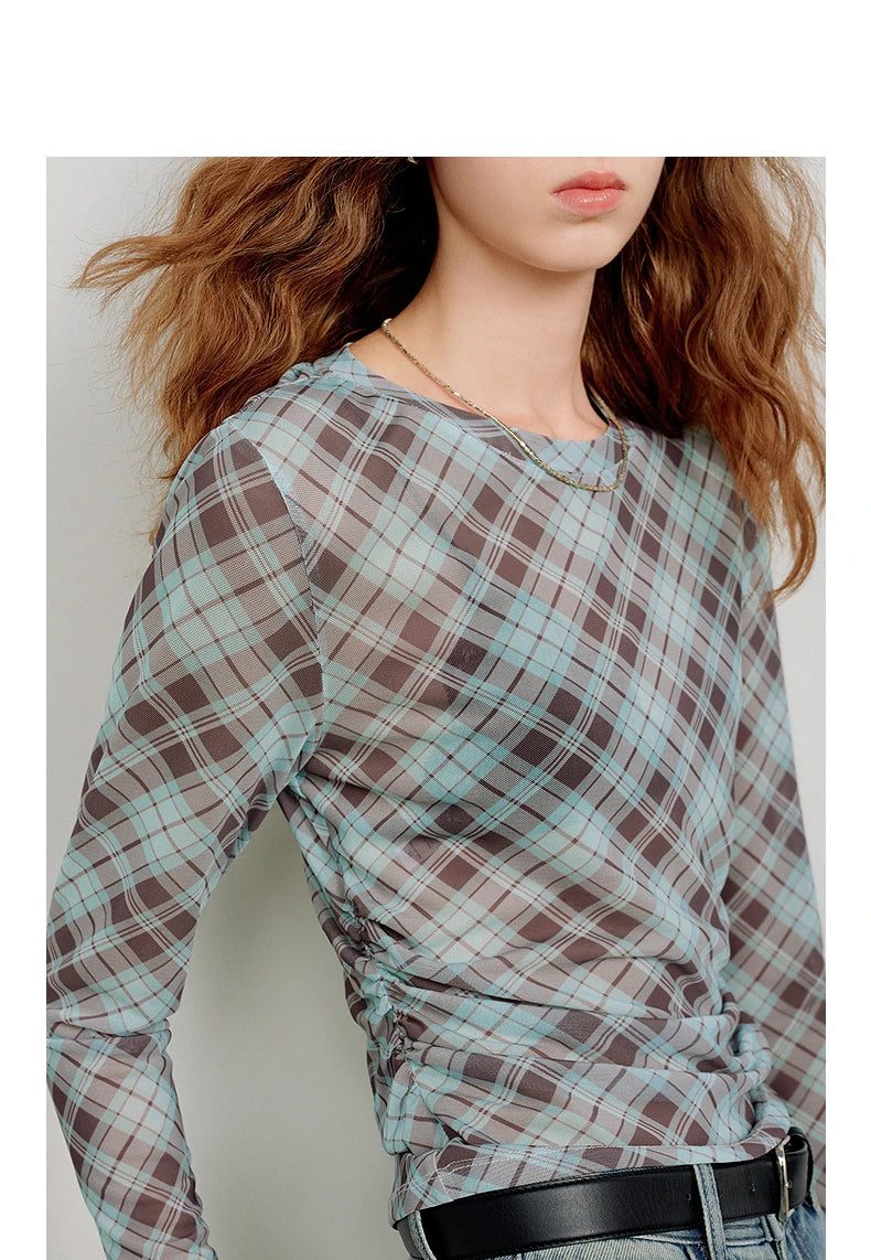 T-shirt femme en maille imprimé 2026 — printemps, taille découpée, Y2K, hauts courts