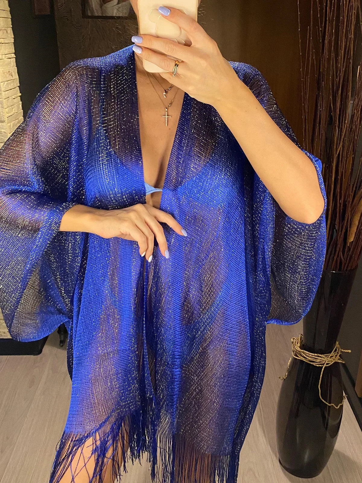 Solide Bikini couvrir gland robe de Plage tuniques maillot de bain maillot de bain femmes brillant couverture Ups pour maillots de bain femmes paréo Plage