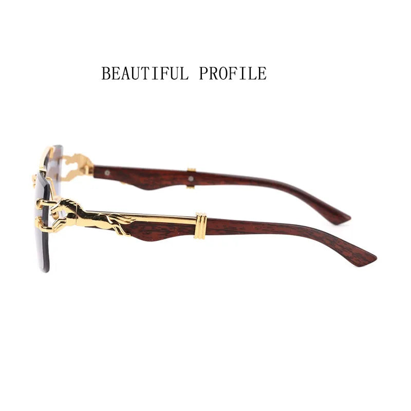 Luxury Rimless Square Sunglasses for Women and Men, Vintage Fashion Gafas De Sol Hombre, 2024