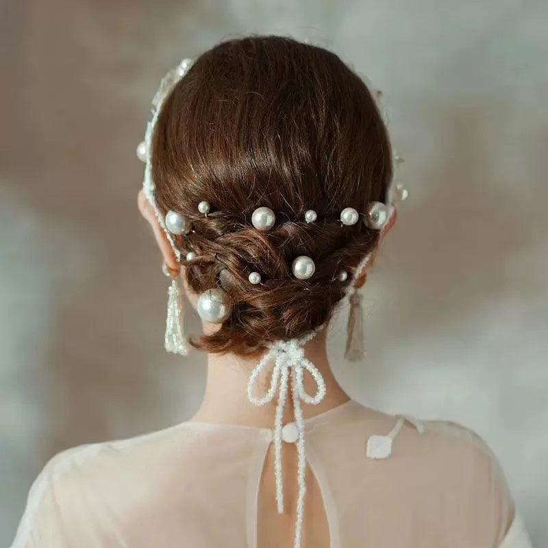 Élégantes épingles à cheveux en perles multi-tailles, bijoux de cheveux de mariée faits à la main, pinces à cheveux de soirée pour femmes et filles, accessoires pour cheveux