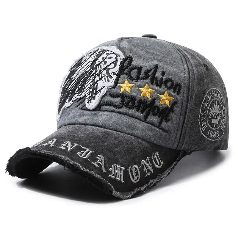 Gorra de béisbol retro desgastada informal para deportes al aire libre para cuatro estaciones, gorra de sol de primavera y otoño, gorra bordada con letras para hombres