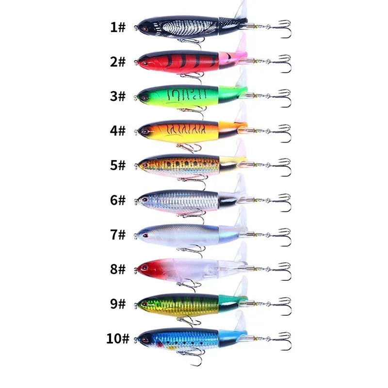 Ensemble de leurres de pêche Popper Topwater, Wobblers rotatifs artificiels, matériel de queue, appâts durs, accessoires de pêche, 5 pièces, 10 pièces