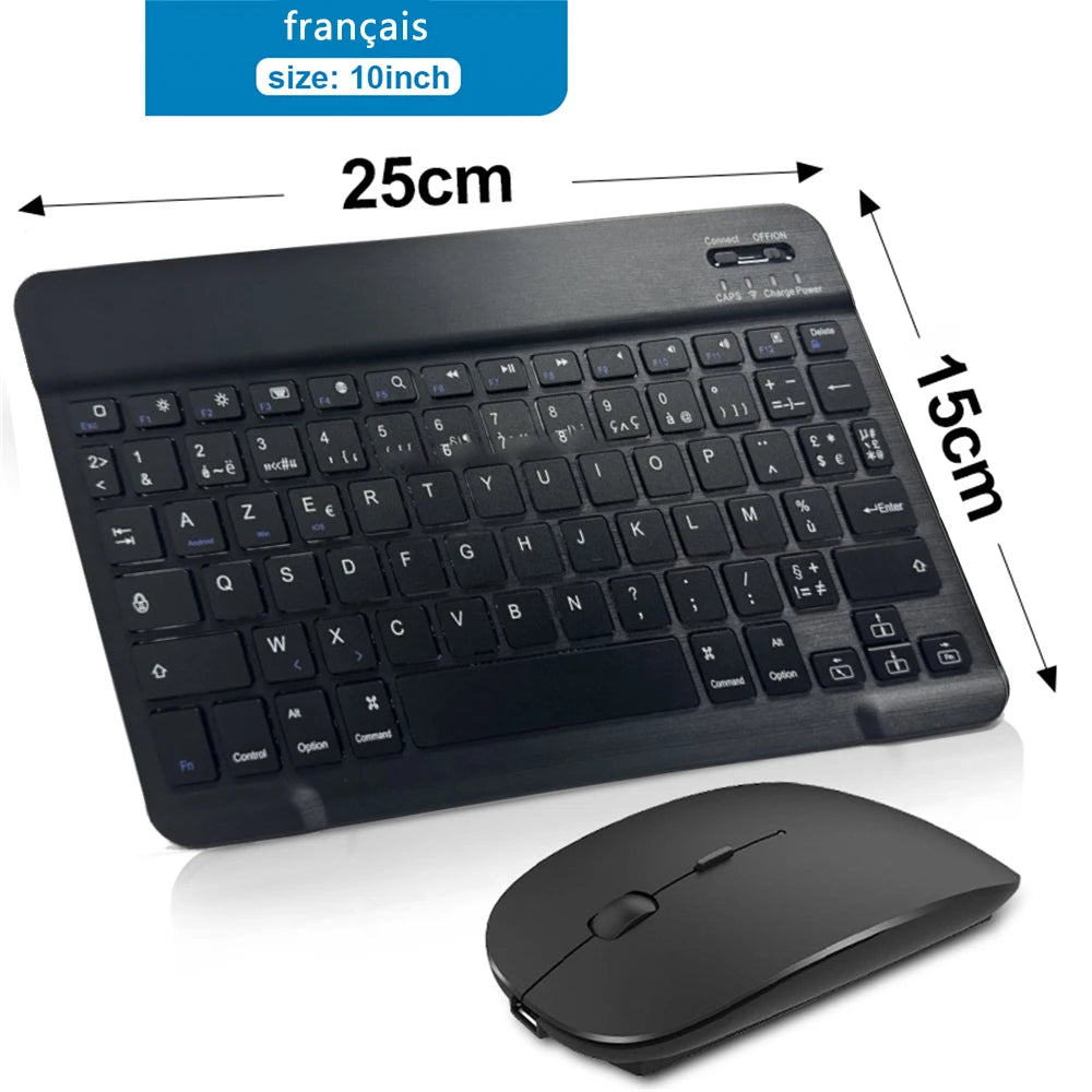 Wireless Bluetooth Keyboard and Mouse, for iOS, Android, Windows, Tablet, iPad Air Mini Pro, Spanish, Korean, Portuguese, Russian