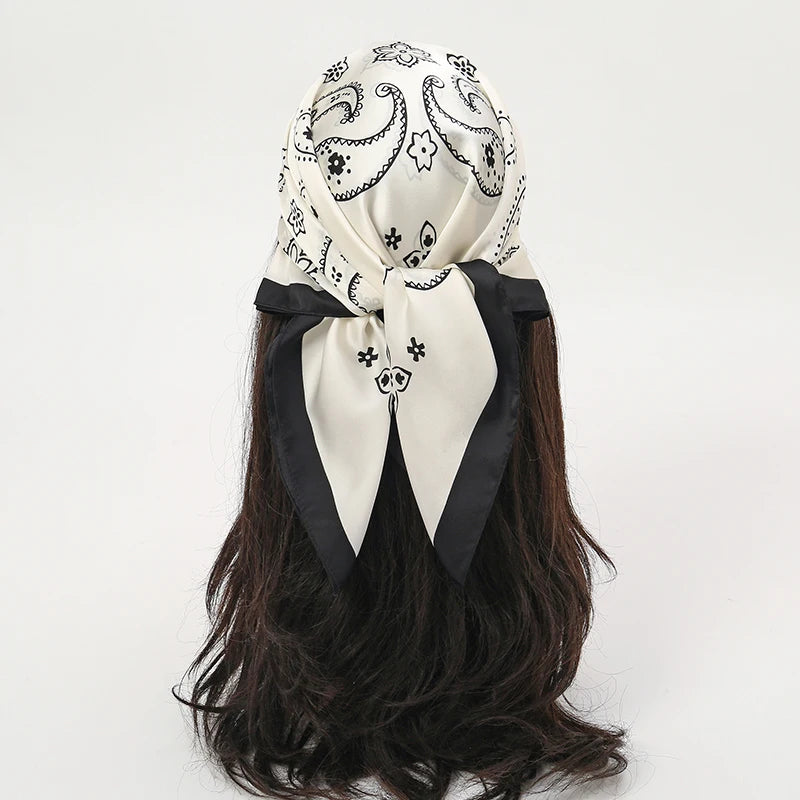 Foulard carré hijab pour femme imprimé populaire — étoles plage, châle, bandeau cheveux