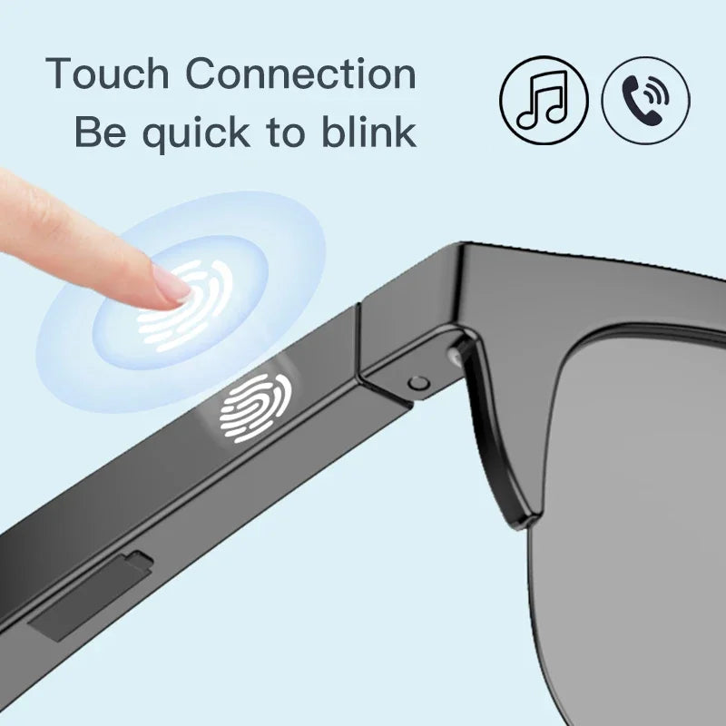 Nuevas gafas de sol Smart Bluetooth V5.3 con función de llamada, auriculares HIFI para deportes al aire libre, tecnología Anti-touch UV negra para hombres y mujeres