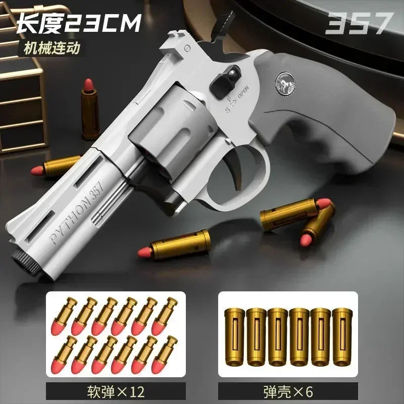 Lanceur revolver jouet à tir continu — fléchettes souples, enfants et adultes, jeu en plein air