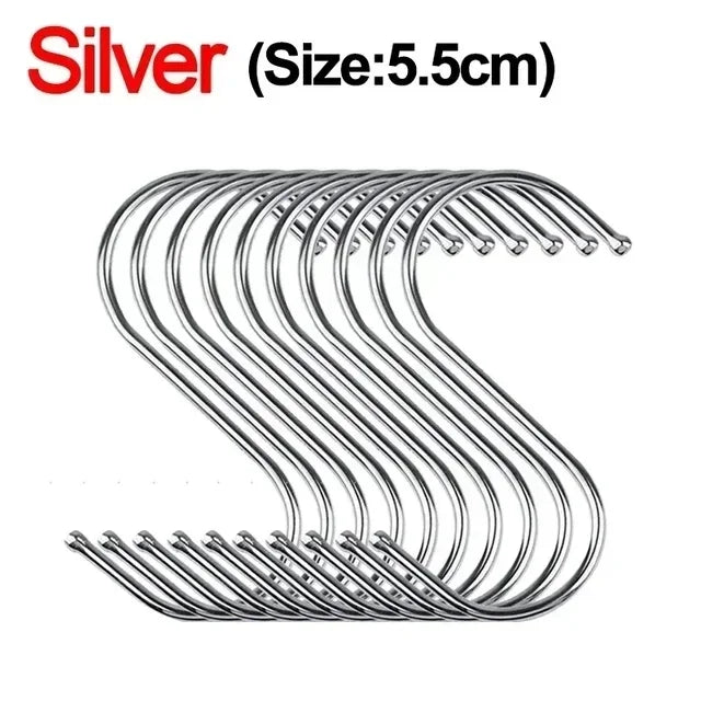 Ganchos en S de acero inoxidable con punta afilada, para utensilios, percha para ropa de carne, ganchos de suspensión de carnicero, tienda, herramientas de cocina para hornear