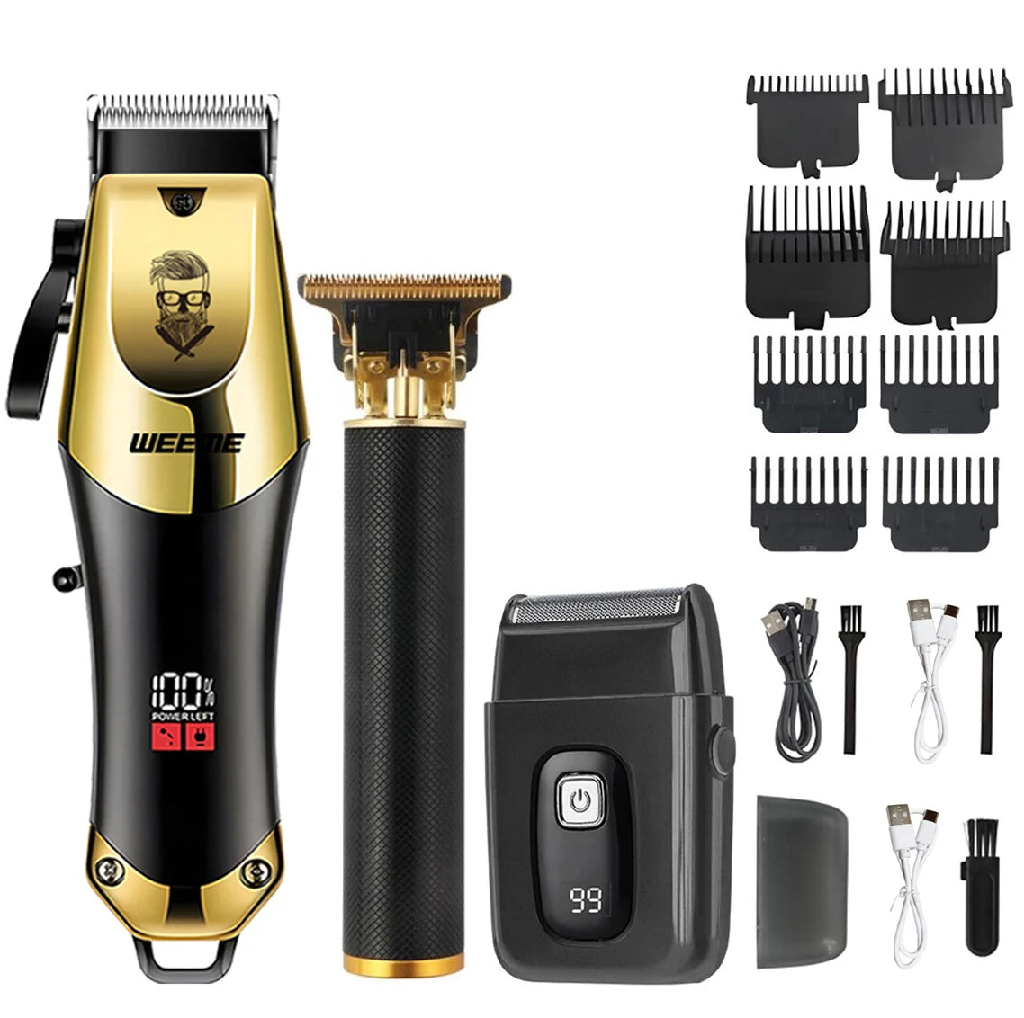 Tondeuse à cheveux électrique vintage pour homme — tondeuse barbe rechargeable, kit nez, cadeau