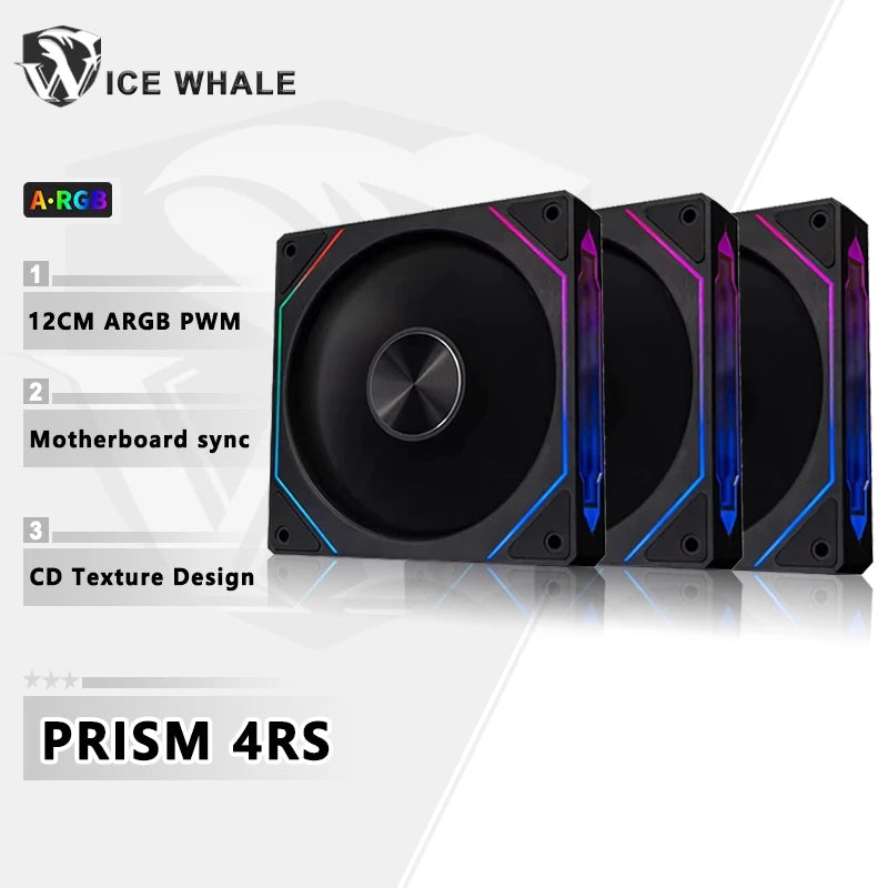 ICE baleine prisme 4RS ARGB PC boîtier ventilateur 120mm Infinity miroir conception carte mère éclairage synchronisation 4PIN PWM CPU refroidisseur ventilateur