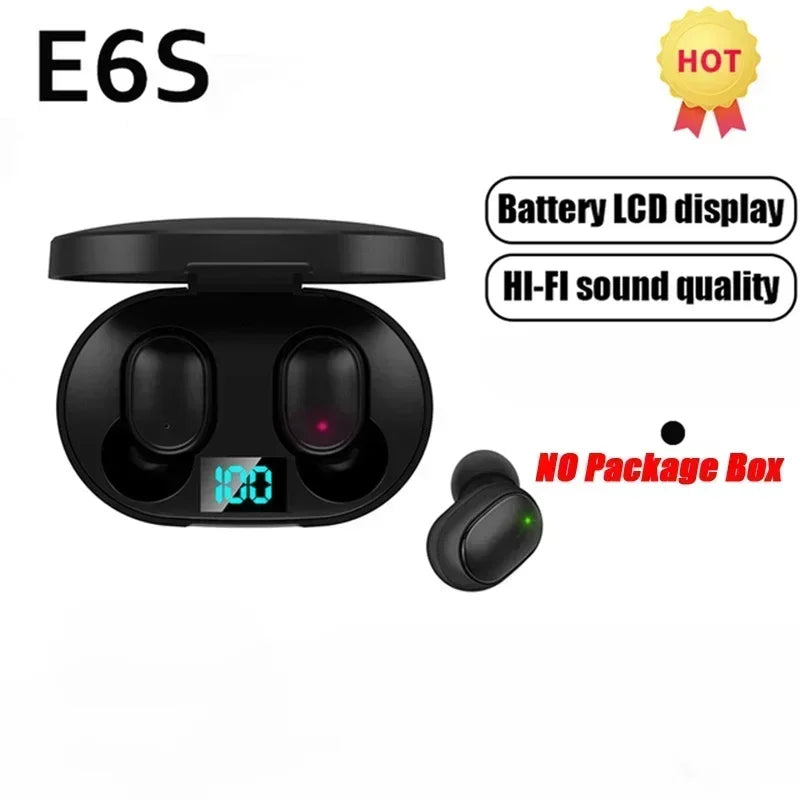 E6S Wireless Bluetooth Earbuds TWS Bluetooth Wireless Headset Noise Cancelling Earphones with Microphone Headset