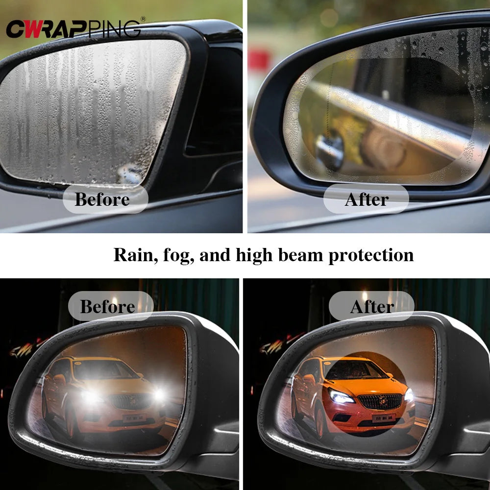4 Pieces Car Waterproof Film 2 Automatic Rearview Mirror 2 Side Windows Waterproof Anti-fog Film Car Stickers for Car Accessory