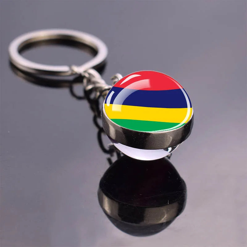 Porte-clés drapeau africain, algérie, somalie, tunisie, maroc, egypte, drapeau National, pendentif boule de verre Double face, cadeau