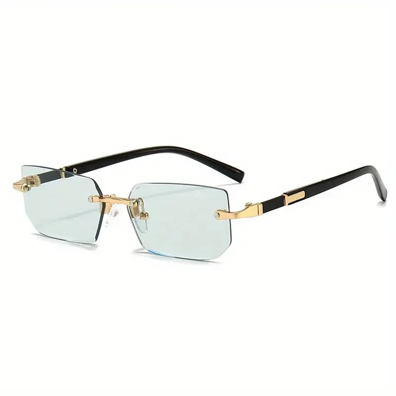 Rimless Rectangular Sunglasses for Men and Women, Popular Shades, Small Square Sunglasses, Summer Travel Fashion