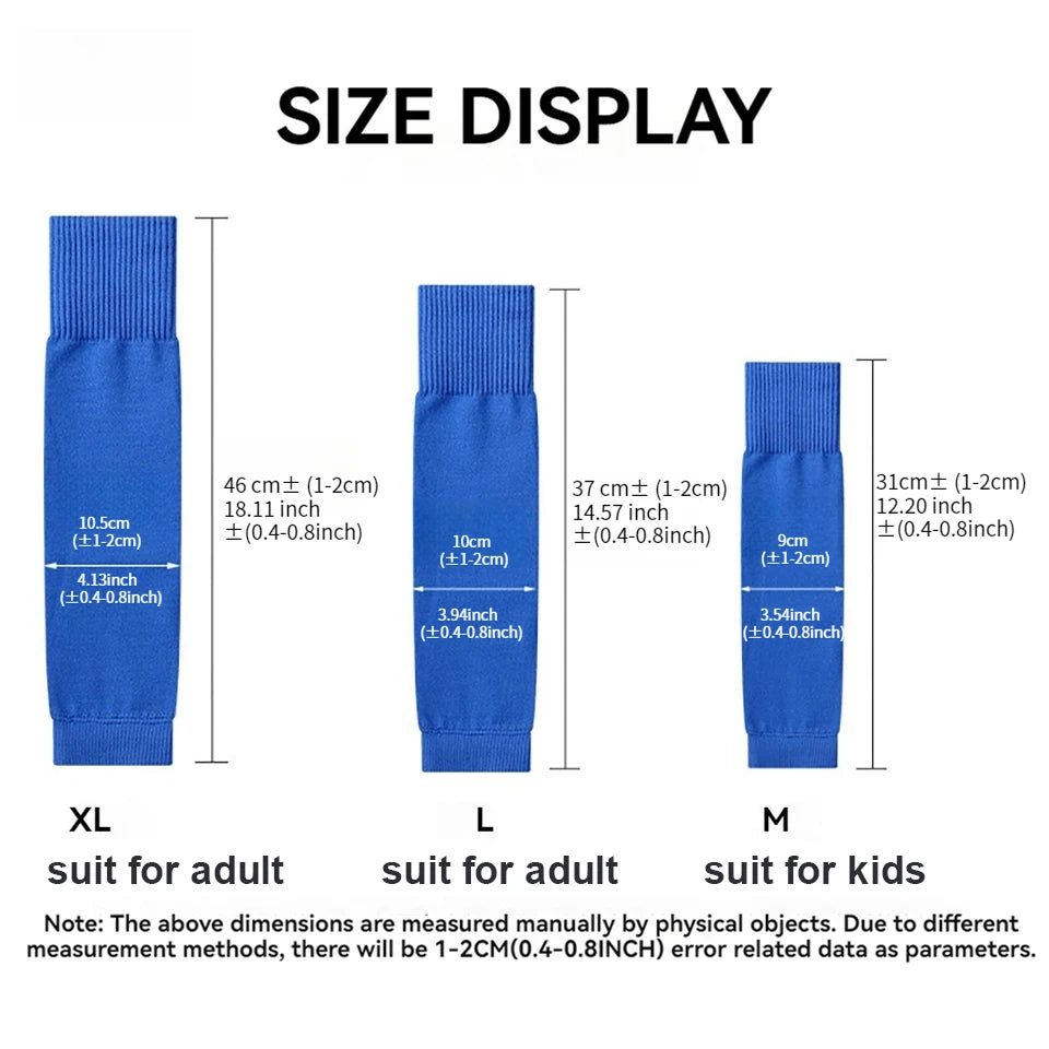 Loogdeel 1 Pair Football Socks Leg Brace Sleeves Breathable Sports Socks Shin Guard for Kids and Adults Calf Protection Leg Cover