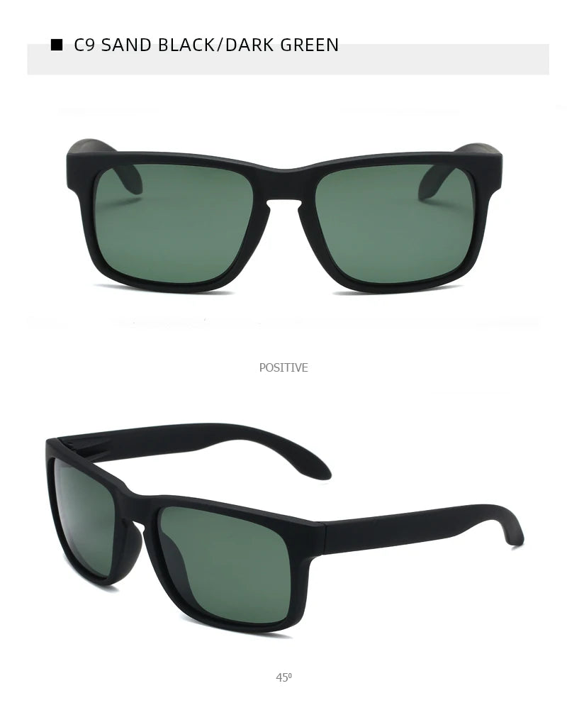 Lunettes de soleil polarisées carrées classiques pour hommes et femmes, Vintage, en plastique, élégantes, noires, pour Sports de plein air, UV400
