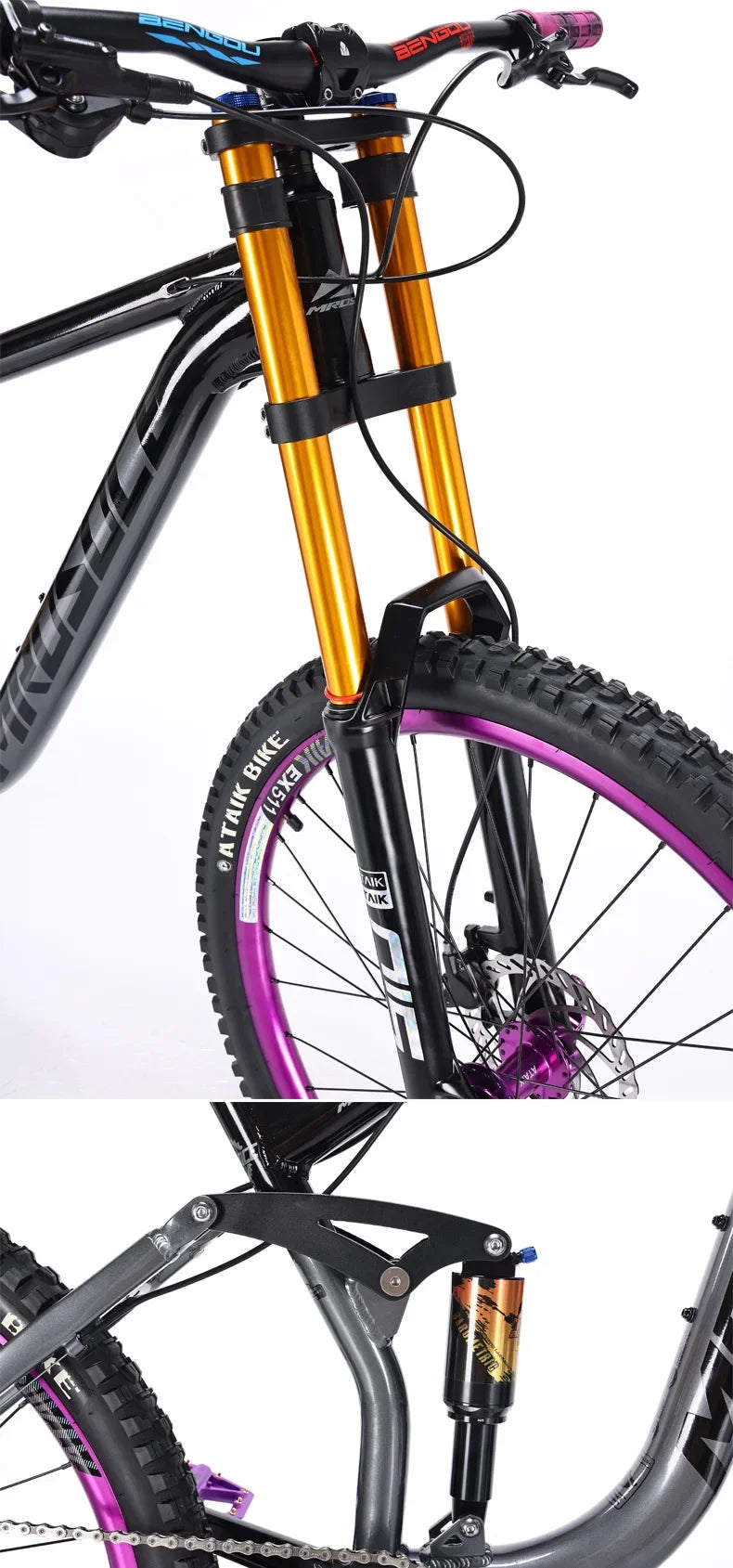 Bicicleta de montaña de descenso 26/27.5 pulgadas de velocidad 2025 nueva aleación de aluminio doble absorción de impactos, freno de aceite, suspensión completa