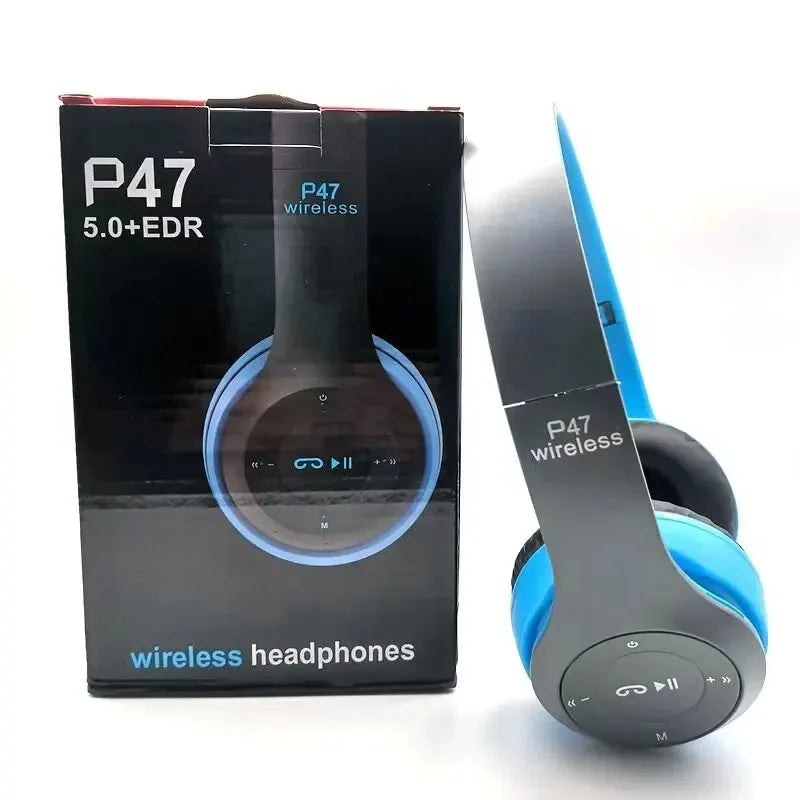 P47 Bluetooth 5.0 Wireless Headphones, Foldable Headset with Mic, USB Adapter, for iPhone Gaming