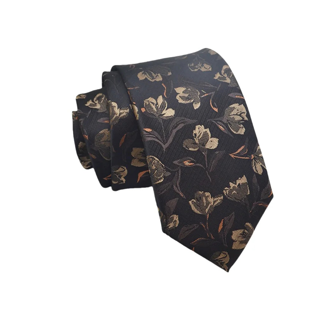 Corbata de jacquard de alta calidad para hombre, diseño floral de 8 cm, accesorios de corbata para uso diario, camisa, traje, corbata, regalos para fiestas de boda, corbata