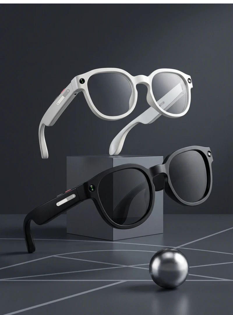 Lunettes intelligentes IA 2026 — traduction IA, caméra HD 8MP, vidéo 4K, appel Bluetooth, enregistrement, musique