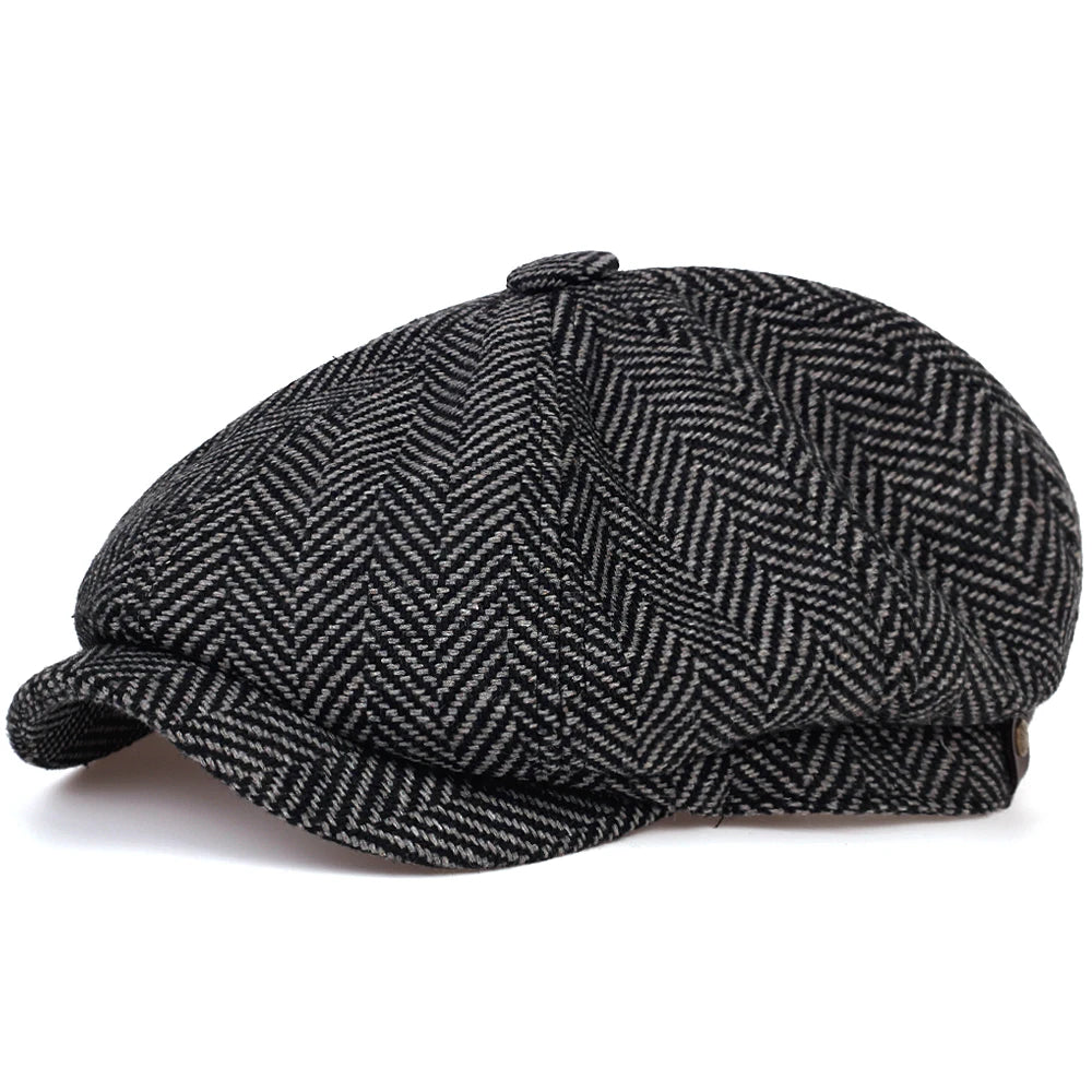 Mode laine gavroche casquettes hommes chevrons casquettes plates femmes hommes peintre britannique chapeaux doux automne hiver casquettes chapeaux casquette