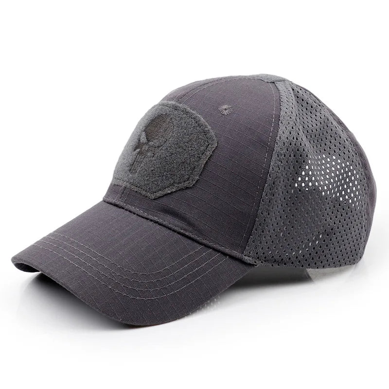 Men's and Women's Mesh Baseball Cap, Camouflage, Skull, Adjustable, Airsoft, Tactical Outdoor Hiking, New Summer Collection 2024