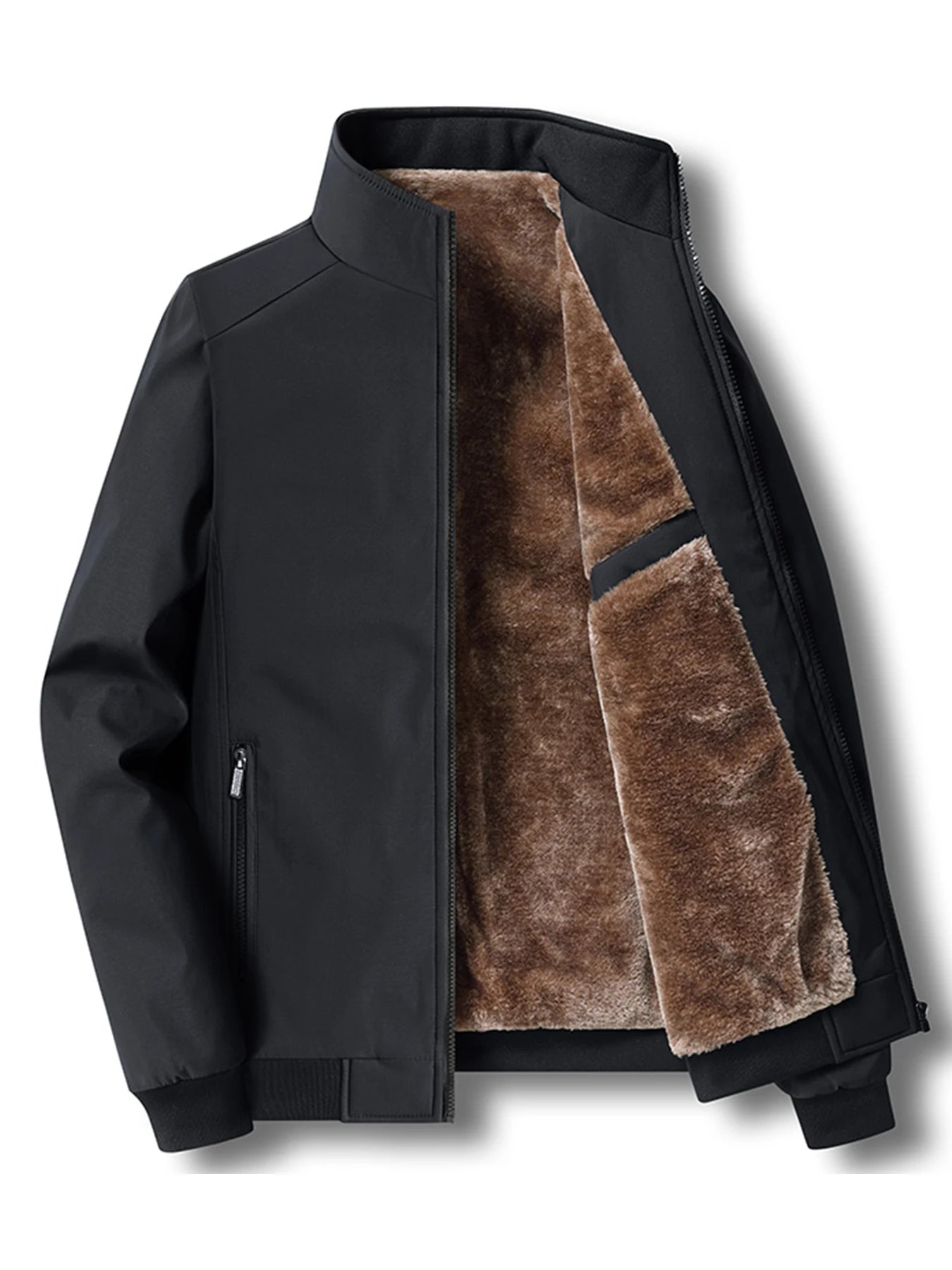Veste en velours pour hommes, col montant, rembourrée en coton, épaisse, chaude, décontractée, nouvelle collection automne et hiver