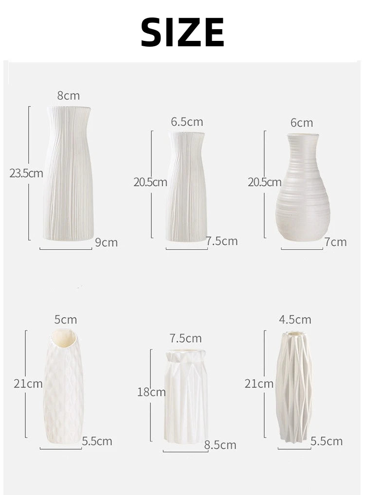 Vase nordique en plastique – Petit pot de fleurs décoratif pour salon, style moderne