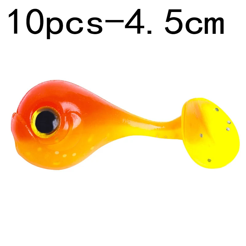 Hengjia 10-50pcs/lot 4.5CM Small Soft Silicone T-Tail Worm Swimbait Lure Fishing Tackle for Carp Black-bass Pike