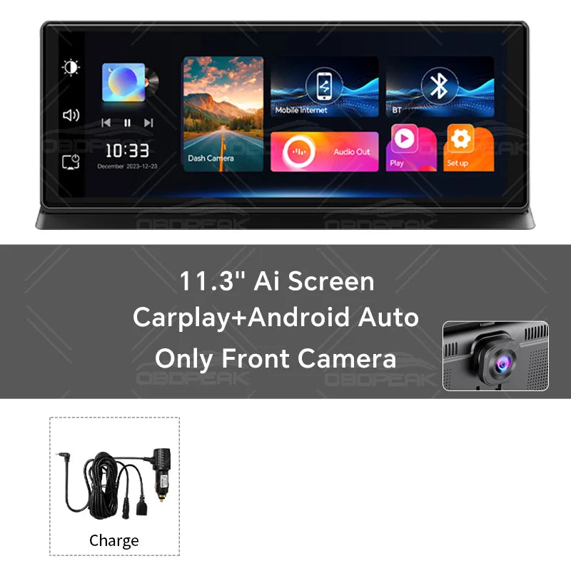 K2 Pro Wireless Car Dash Cam, 4K DVR Carplay Android Auto AI Screen, Len Video Recorder for Tourists, GPS Navigation, Prada Dashboard, 11.3 Inches