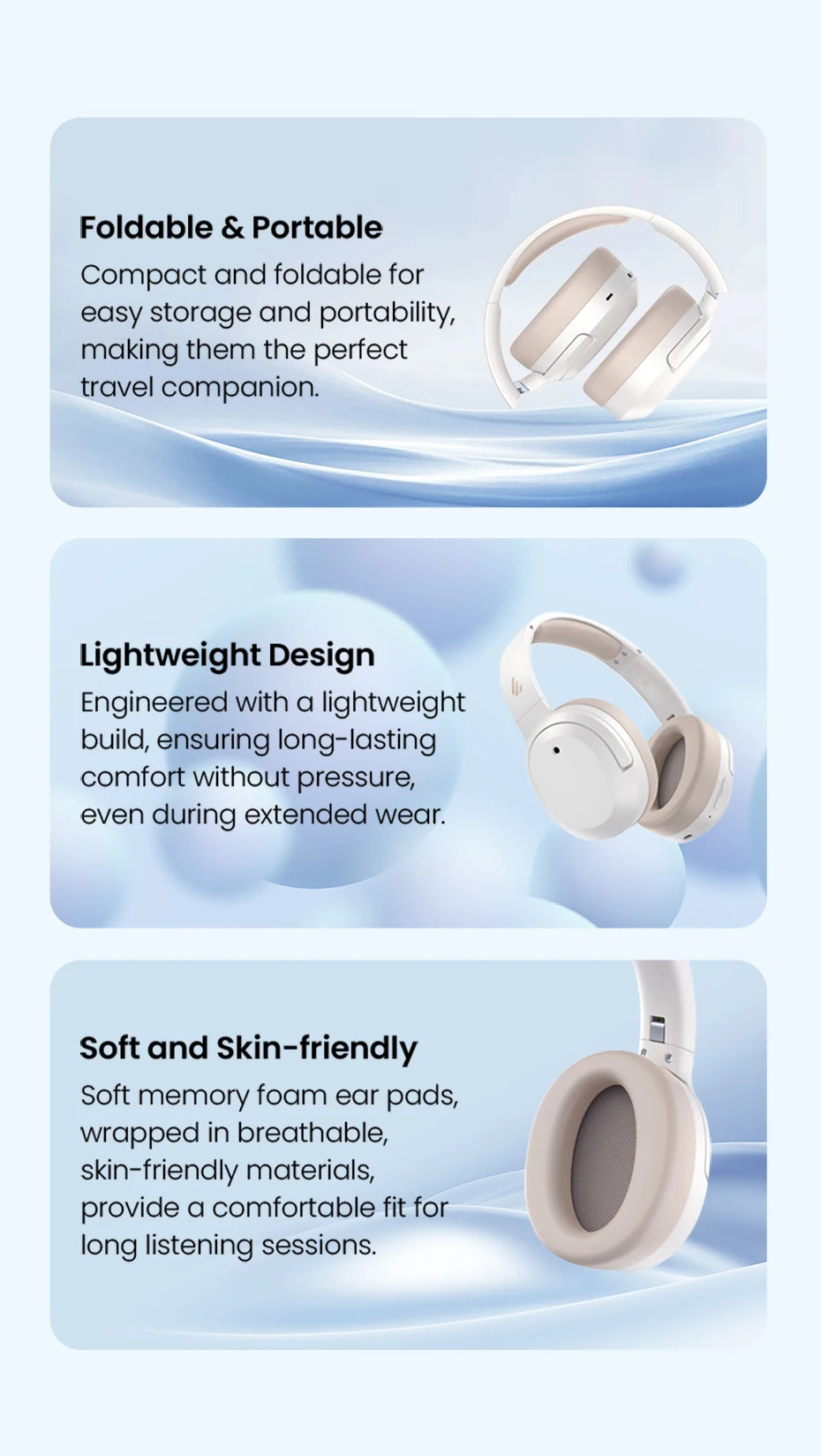 Edifier W820NB Plus 2025 – Casque Bluetooth ANC -49dB, audio haute résolution, supra-auriculaire