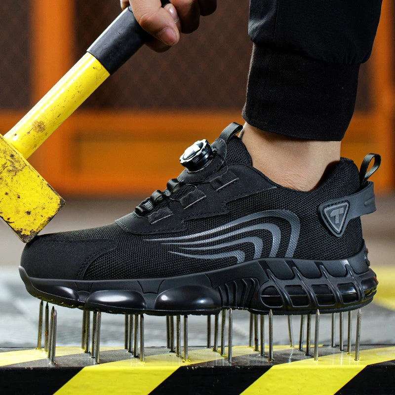 New Men's Rotary Knob Safety Shoes, Anti-Impact and Anti-Puncture Work Shoes, Fashionable Men's Sports Shoes with Professional Safety