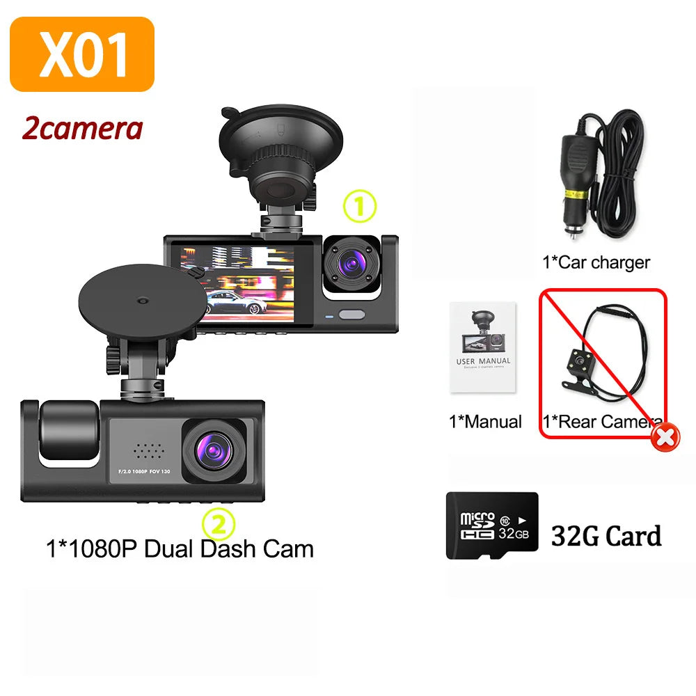 1080P Car DVR 2/3 Camera Dash Cam for Cars Vehicle Camera Front Video Recorder Optional Rear Camera Night Vision Dashcam Car Dashcam, Rear View Camera, Car Camera Recorder, Dash
