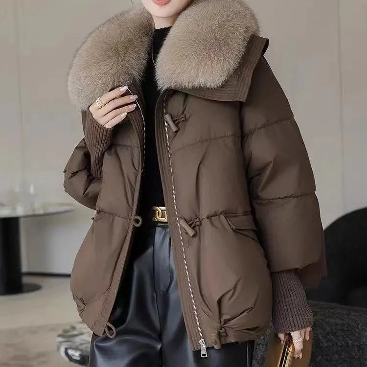 Women's Winter Down Cotton Jacket 2025 New Women's Warm Thick Cotton Coat Plus Size Fur Collar Cotton Padded Jacket Women's Parka Coat