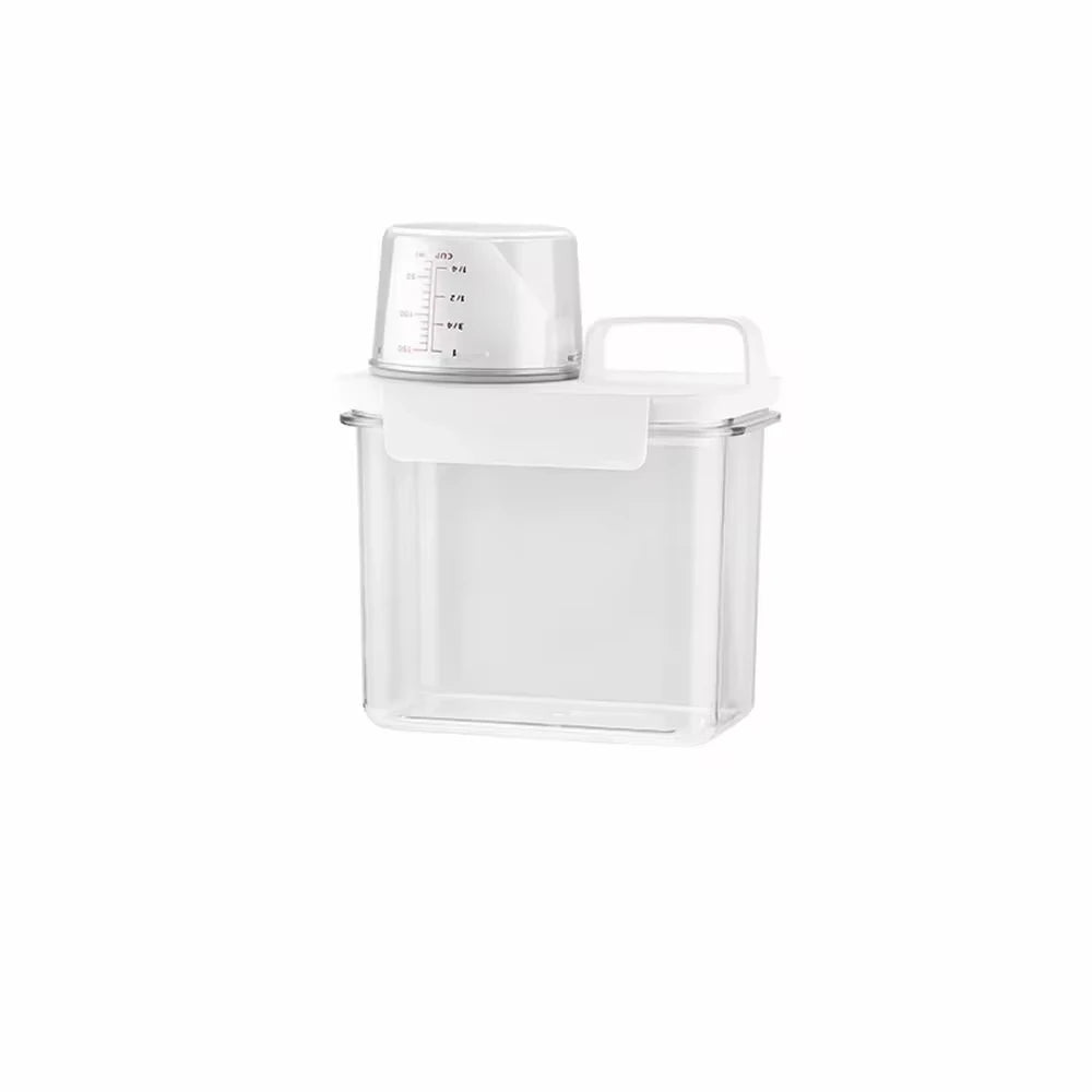 Distributeur hermétique de détergent à lessive, boîte de rangement de poudre, récipient de liquide de poudre à laver transparent avec couvercles, pot