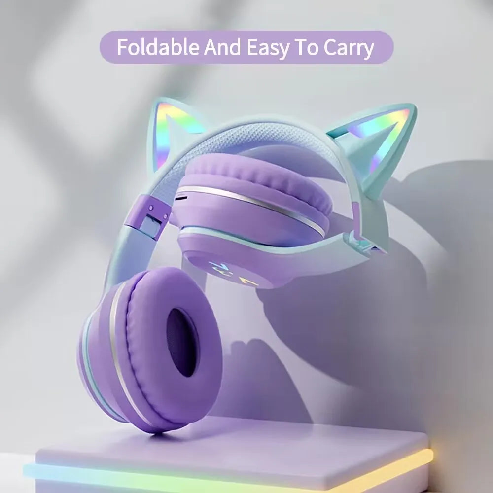 GRB Glow Gaming Mediator Set, Gamer Stereo Bass, Cat Ear, Wireless Earpods, Bluetooth Earbuds, TYPE-C Cable, Bluetooth Headset, Hands-free
