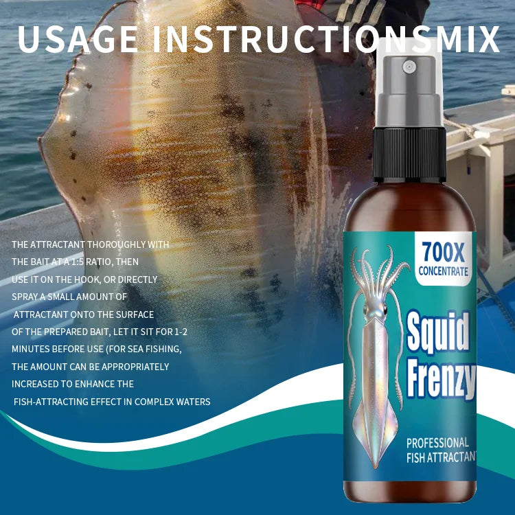 Liquide de pêche multi-effet de calmar, spécialement conçu, stimule rapidement le calmar de la faim, liquide de pêche professionnel, attractif de calmar