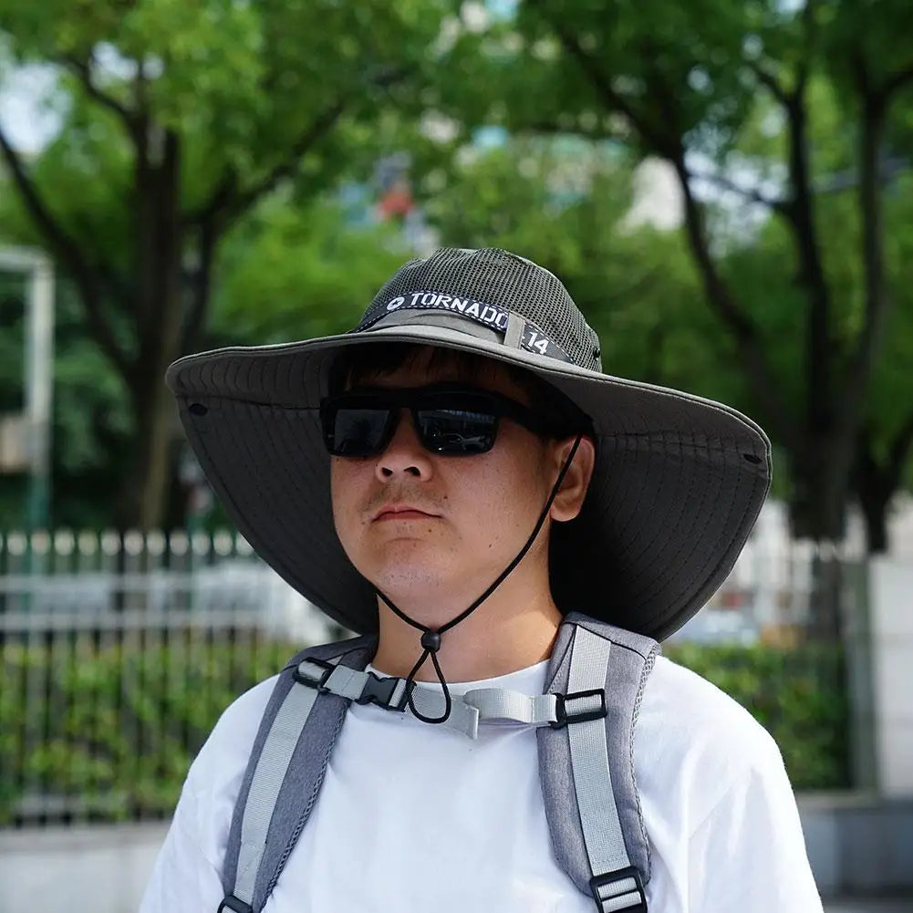 Grand chapeau de soleil d'été pour hommes et femmes, casquette de pêche respirante, Protection contre les UV, chapeau de pêcheur en maille, randonnée en plein air, casquette de plage