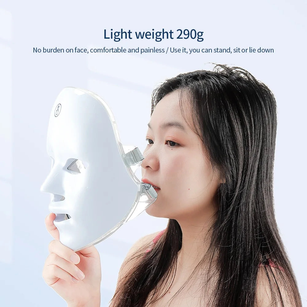 Machine de beauté pour le visage sans fil, masque facial à photons, 7 couleurs, LED, raffermissement de la peau, rajeunissement du cou