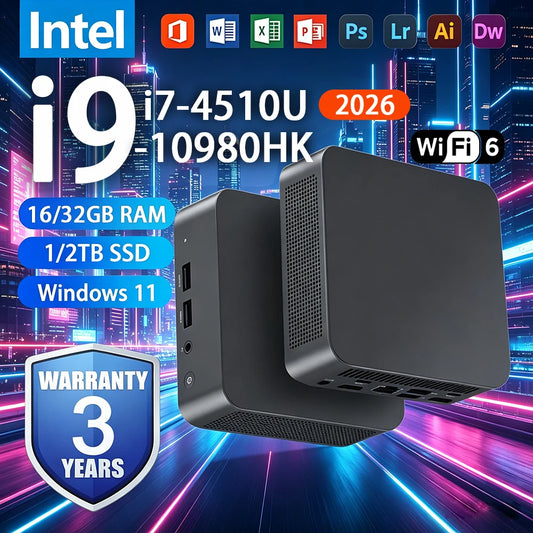 Mini PC Intel Core i9 10980HK i7 4510U Windows 11 Pro 16 Go 32 Go DDR4 1 To SSD WIFI 6 BT5.2 4K HD Ordinateur de bureau Gaming PC Gamer