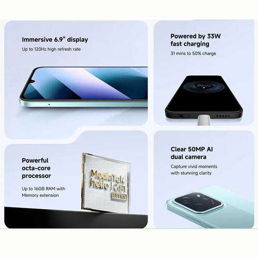 POCO C85 Smartphone NFC Version Mondiale — 6/8 Go RAM, 128/256 Go, 50 MP, 6000 mAh