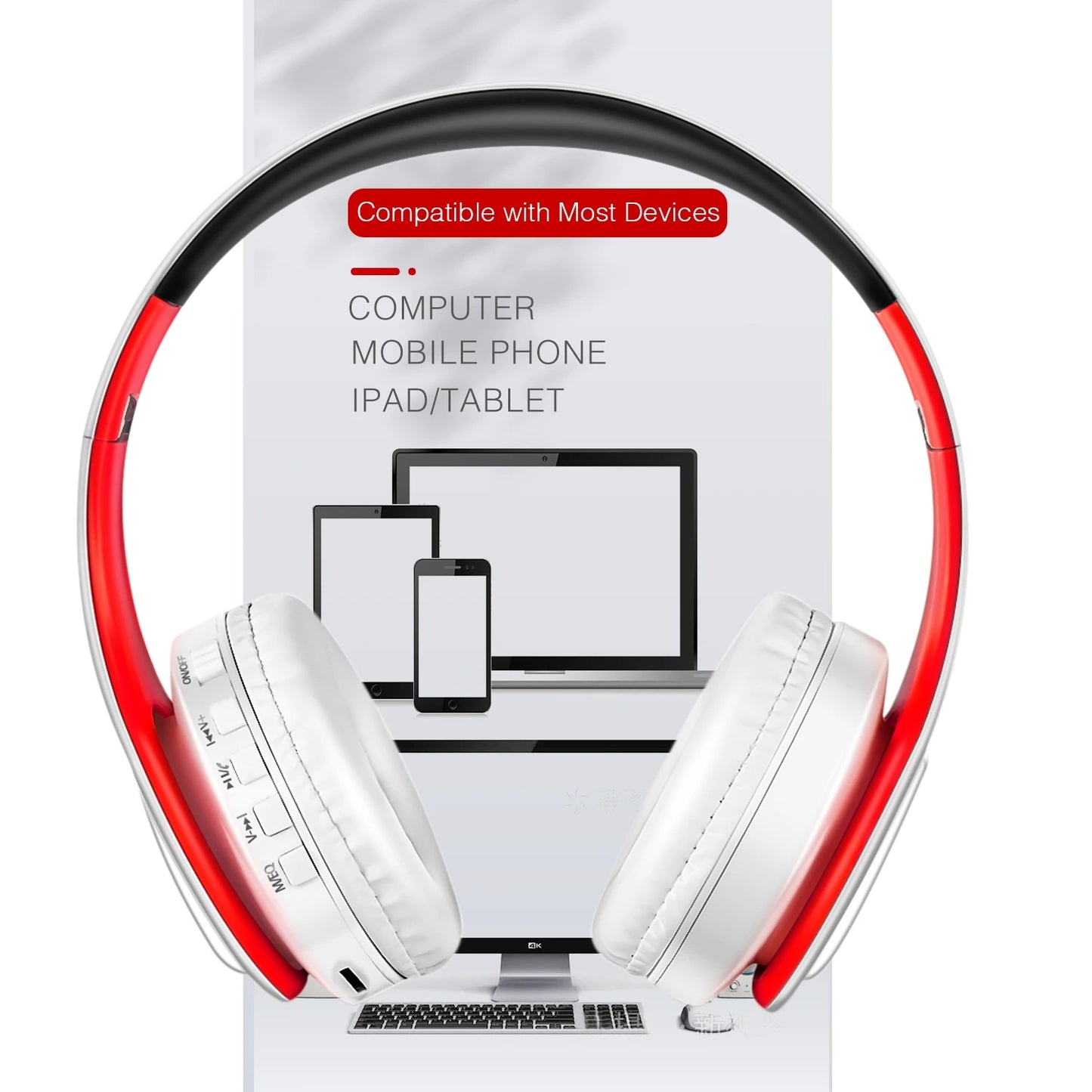 Casque Bluetooth sans fil pliable stéréo avec microphone – Sport et mains libres pour MP3 et smartphone