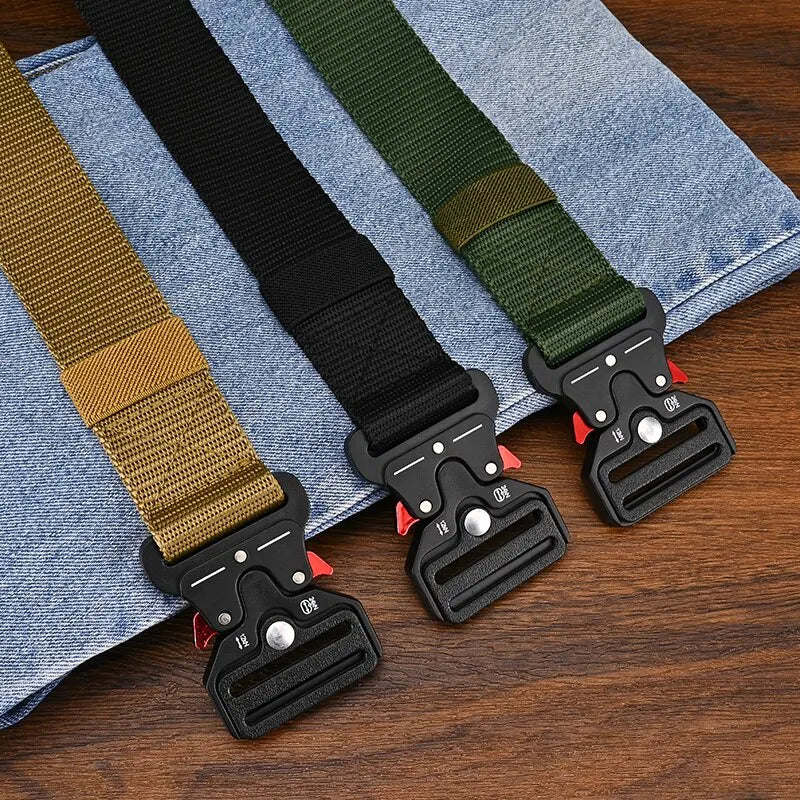 Cinturones tácticos multiusos para hombre, duraderos, diseño ajustable, para entusiastas de los deportes al aire libre, combina con jeans, para hombres y mujeres, 1 pieza/2 piezas