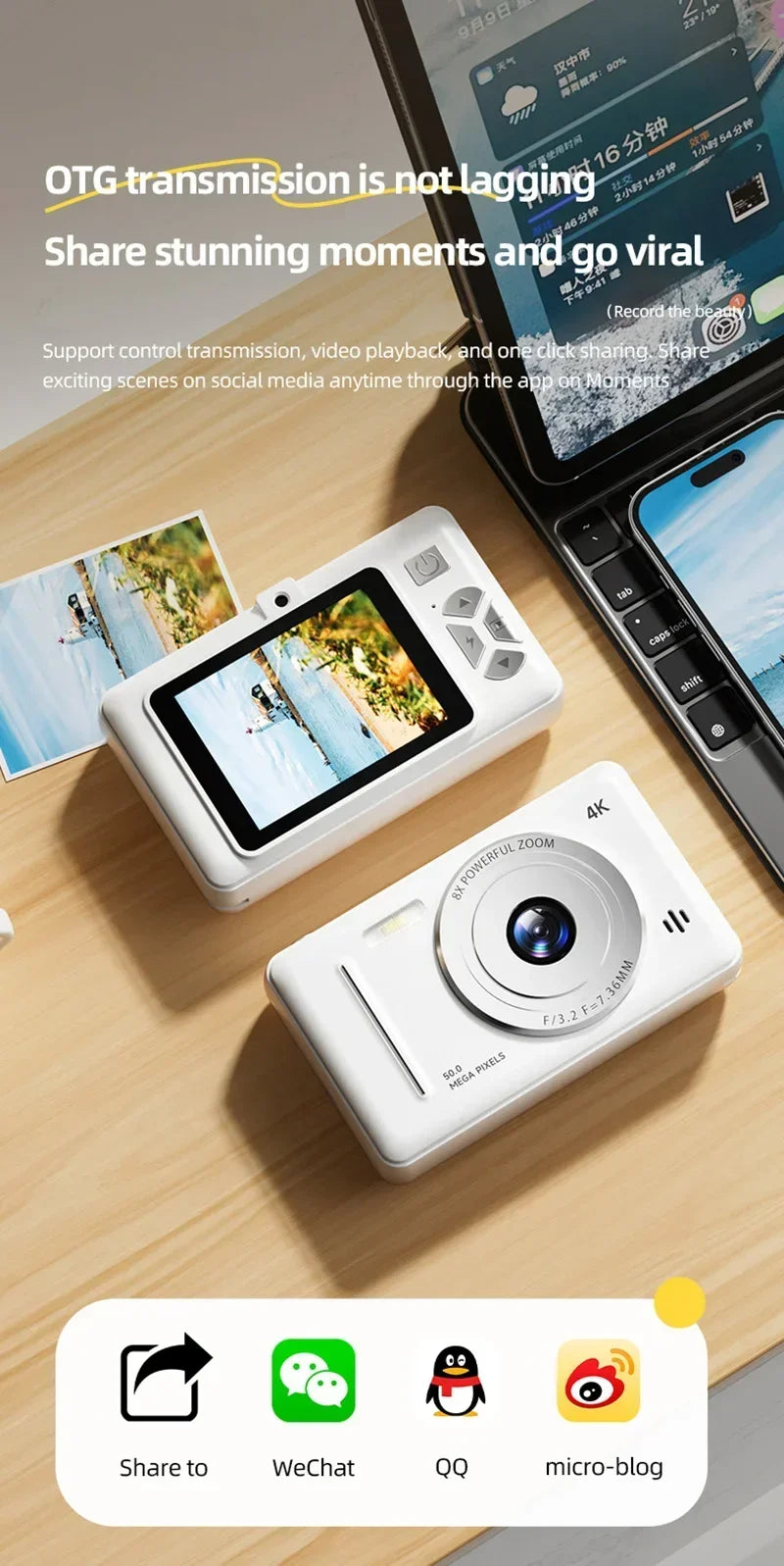 Cámara digital Xiaomi 4K Retro CCD portátil de nivel de entrada con doble cámara Flash de 50 millones de píxeles y enfoque automático