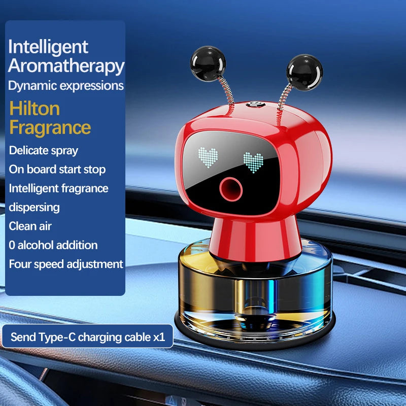 Désodorisant de voiture Intelligent diffuseur d'arôme de voiture Rechargeable AI yeux intelligents 4 niveaux de diffuseur de voiture Intelligent réglable cadeau