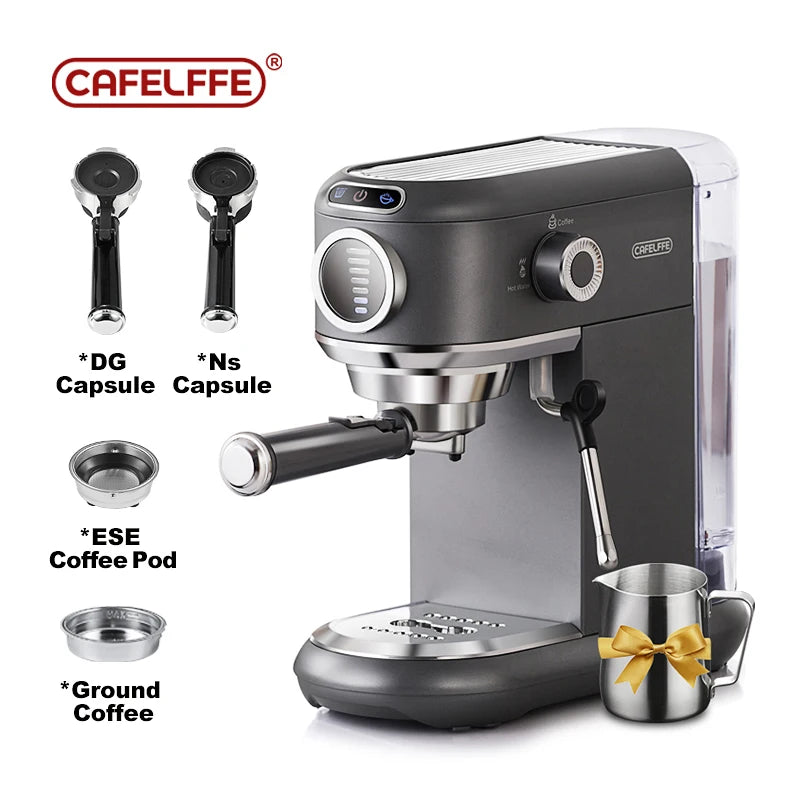Cafetera Cafelffe 4 en 1, máquina de café, capuchino, Dolce Gusto, Nespresso, cápsulas, expreso, monodosis ESE, café molido. Regalo para amantes, papá, mamá