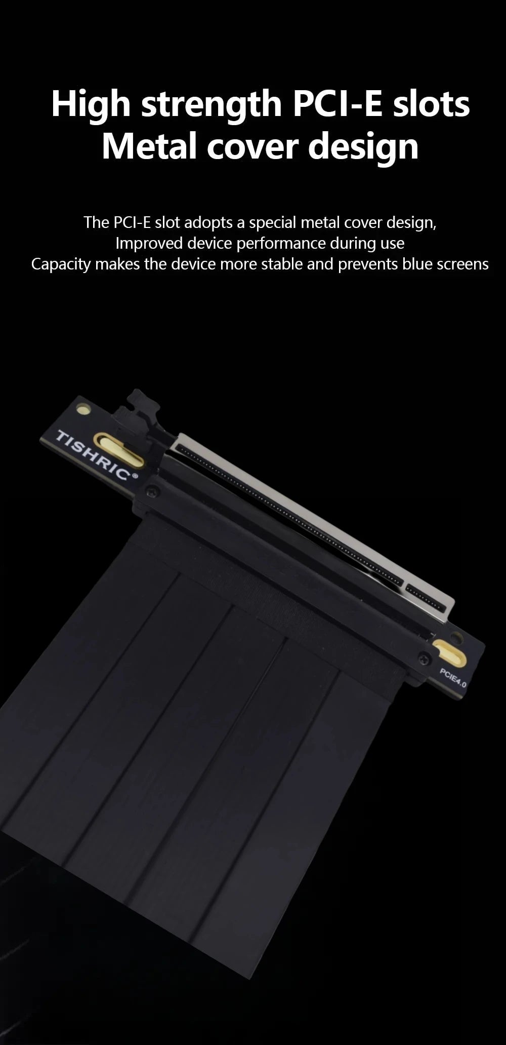 Câble Riser PCI-E 4.0/5.0 X16 TISHRIC pour Carte Graphique, Blindage EMI, Extension Flexible Express Gen 4 pour GPU